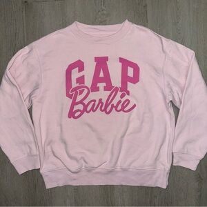 GAP Pink Crew Neck Sweater with Bold Barbie Logo
